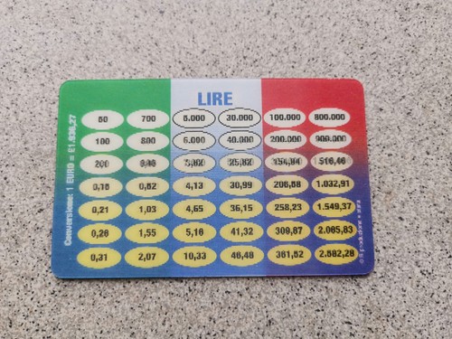 Tessera convertitore lire - lire,